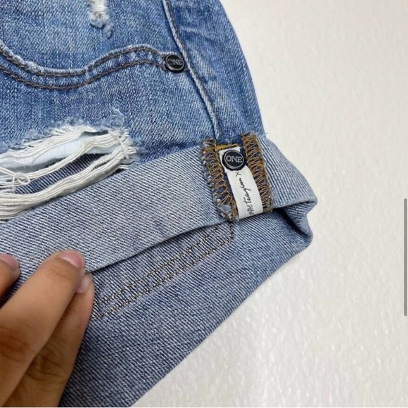 One Teaspoon Free People Bandits Shorts Cut Off Button Fly Roll Hem Denim Sz 25 - Picture 5 of 12